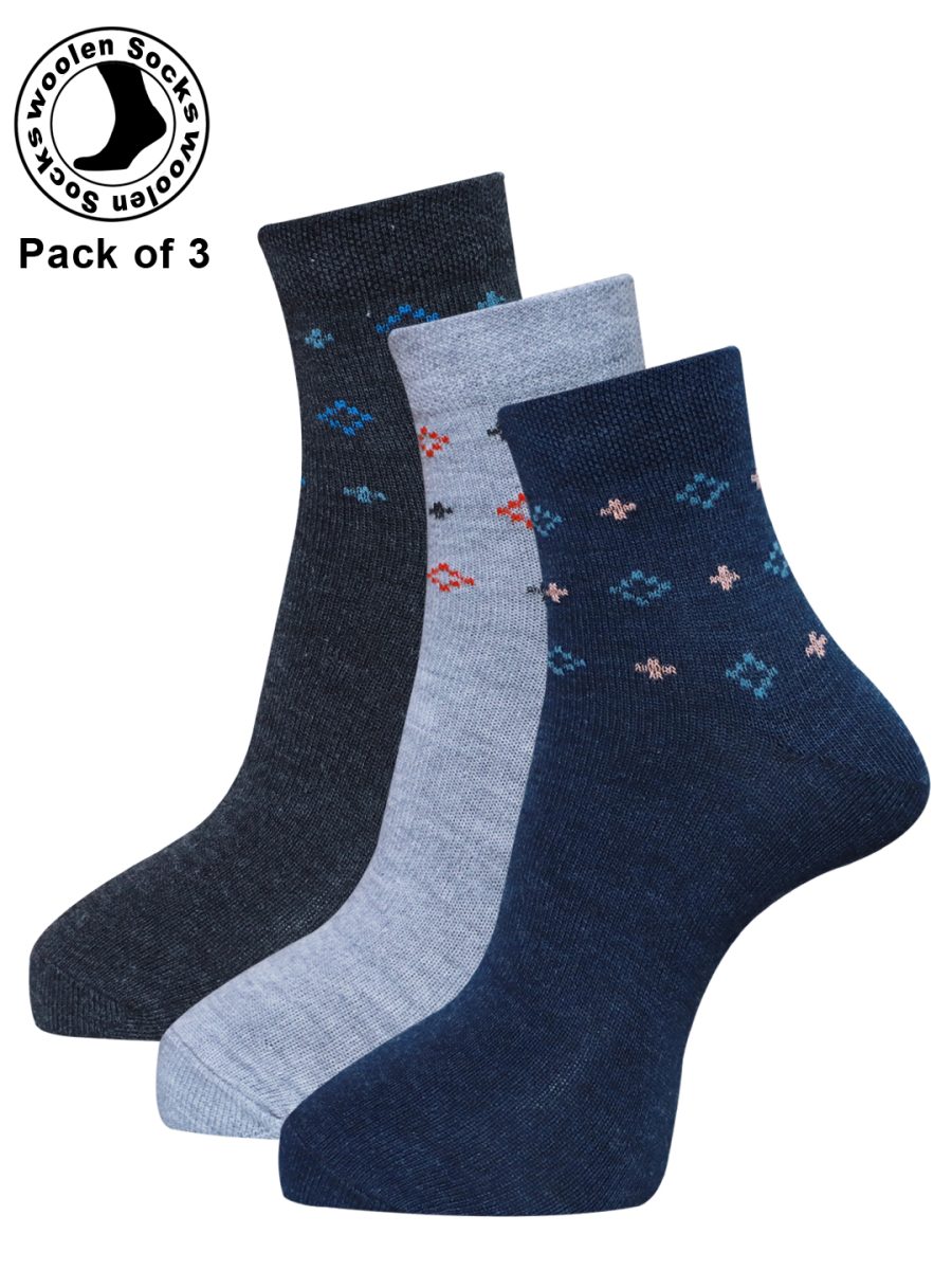 Dollar Woollen socks Ankle Length for Men's Free Size (Pack of 3)