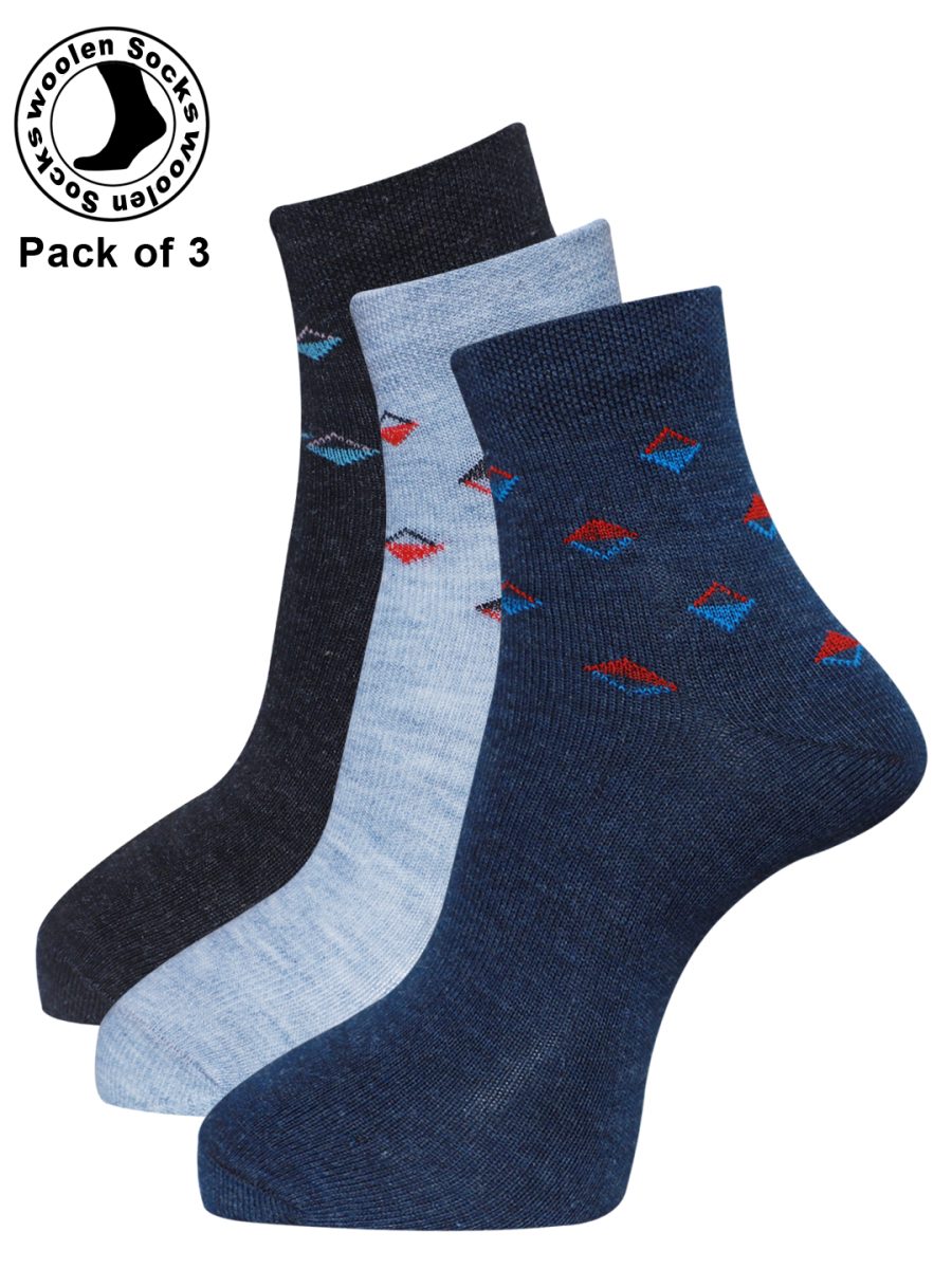 Dollar Woollen socks Ankle Length for Men's Free Size (Pack of 3)
