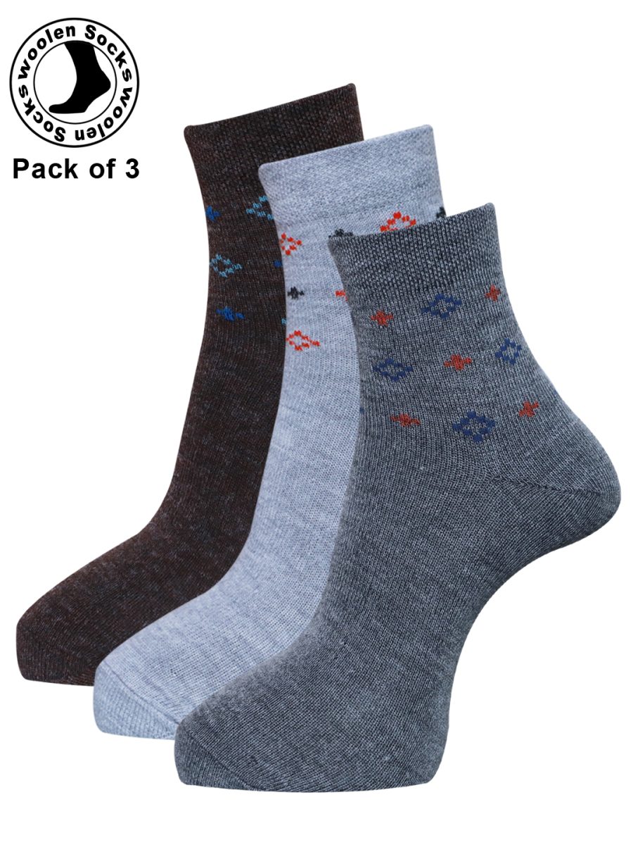 Dollar Woollen socks Ankle Length for Men's Free Size (Pack of 3)