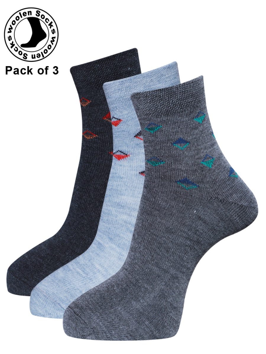 Dollar Woollen socks Ankle Length for Men's Free Size (Pack of 3)
