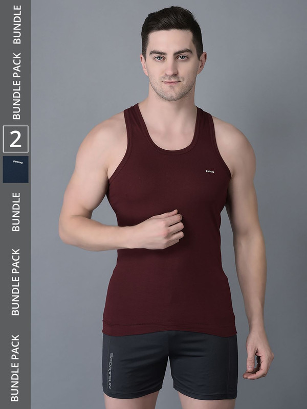 Dollar Bigboss Men's Assorted Pack of 2 Cotton Vest