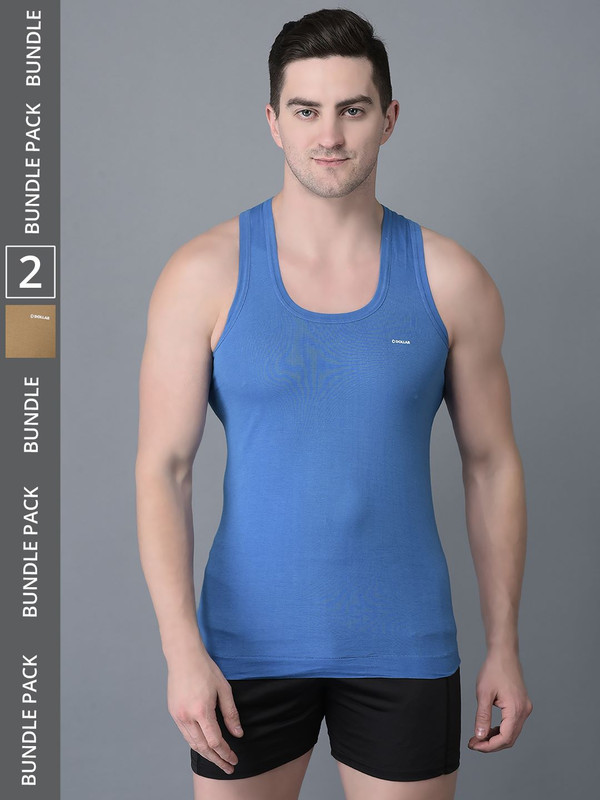 Dollar Bigboss Men's Assorted Pack of 2 Cotton Vest
