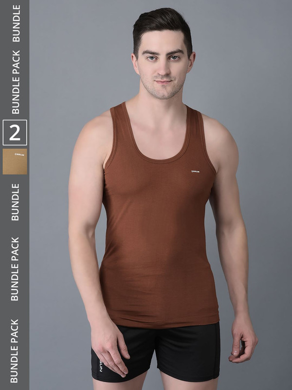 Dollar Bigboss Men's Assorted Pack of 2 Cotton Vest