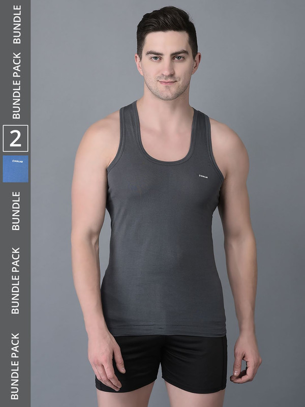Dollar Bigboss Men's Assorted Pack of 2 Cotton Vest