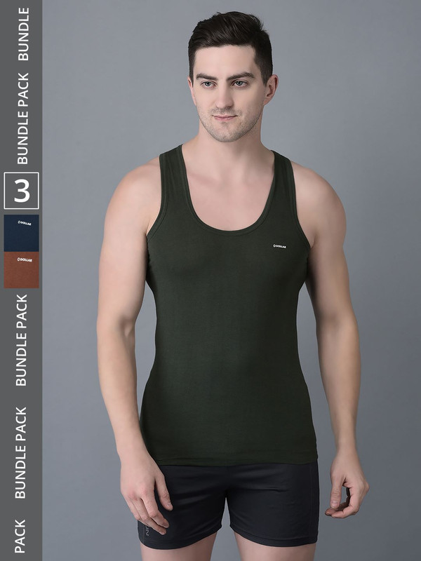 Dollar Bigboss Men's Assorted Pack of 3 Cotton Vest