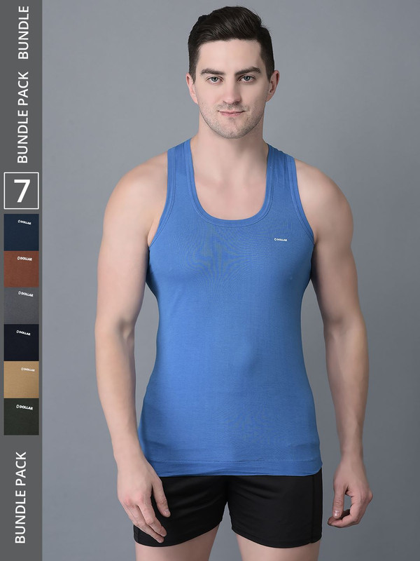 Dollar Bigboss Men's Assorted Pack of 7 Cotton Vest