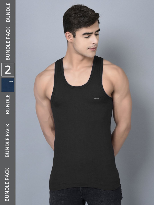 Dollar Bigboss Men's Assorted Pack of 2 Cotton Vest