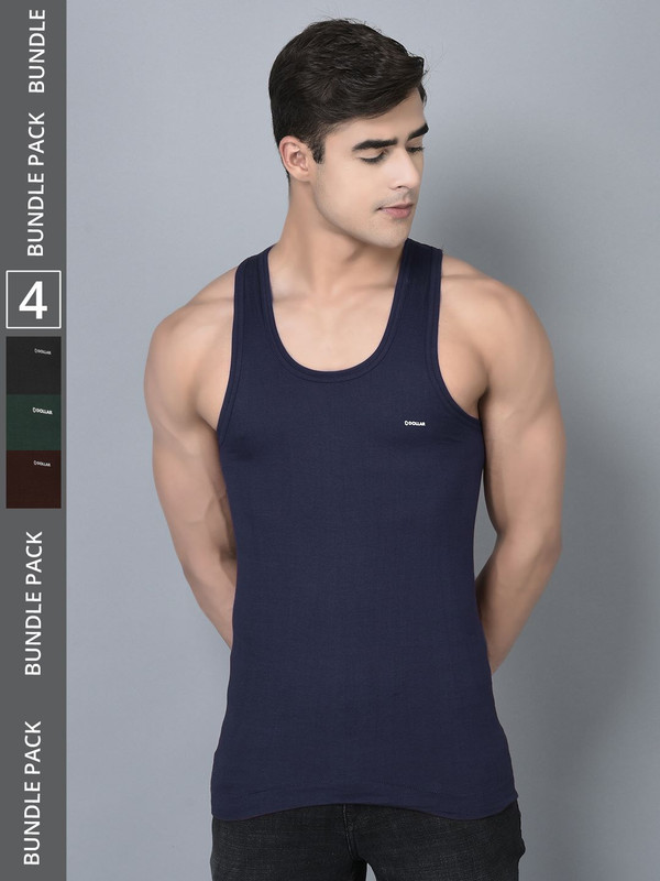 Dollar Bigboss Men's Assorted Pack of 4 Cotton Vest