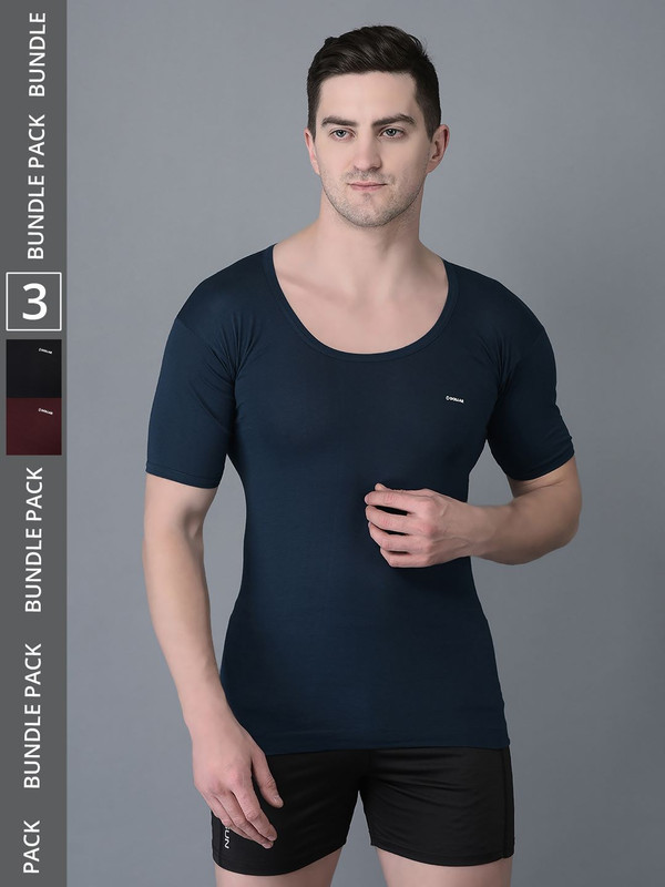 Dollar Bigboss Men's Assorted Pack of 3 Cotton Vest