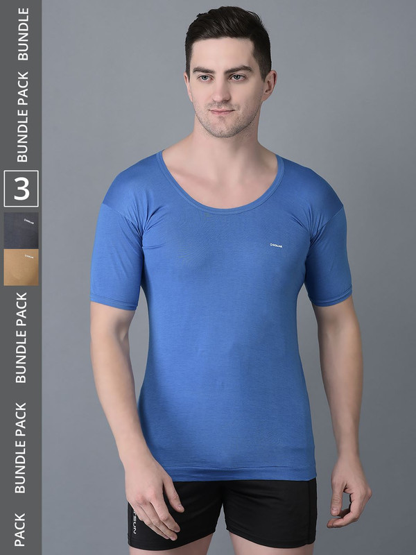 Dollar Bigboss Men's Assorted Pack of 3 Cotton Vest