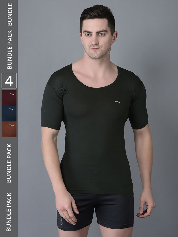 Dollar Bigboss Men's Assorted Pack of 4 Cotton Vest