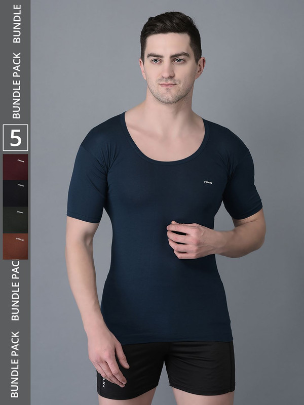 Dollar Bigboss Men's Assorted Pack of 5 Cotton Vest