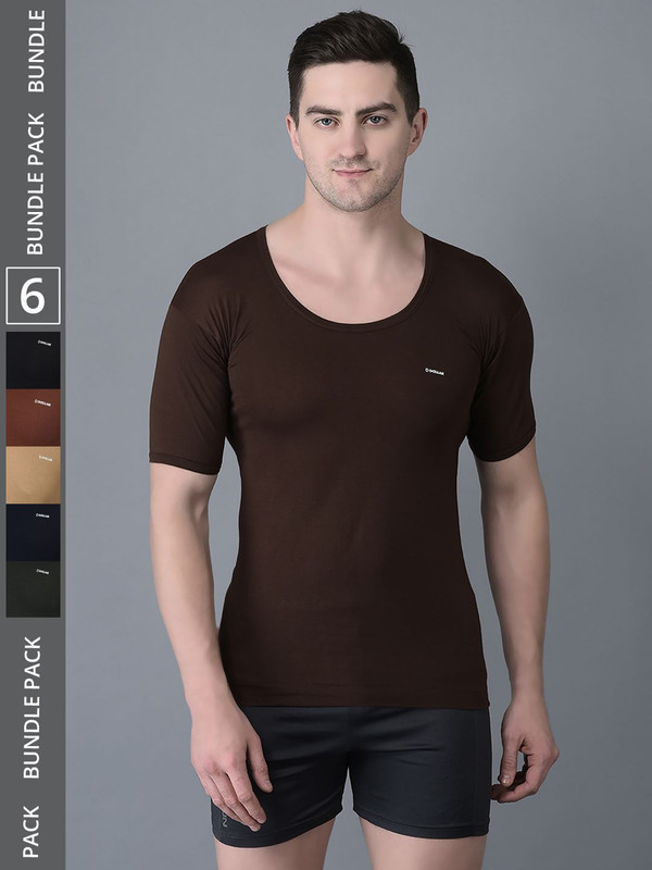 Dollar Bigboss Men's Assorted Pack of 6 Cotton Vest