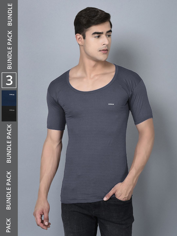 Dollar Bigboss Men's Assorted Pack of 3 Cotton Vest