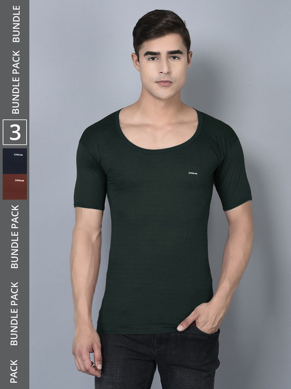 Dollar Bigboss Men's Assorted Pack of 3 Cotton Vest