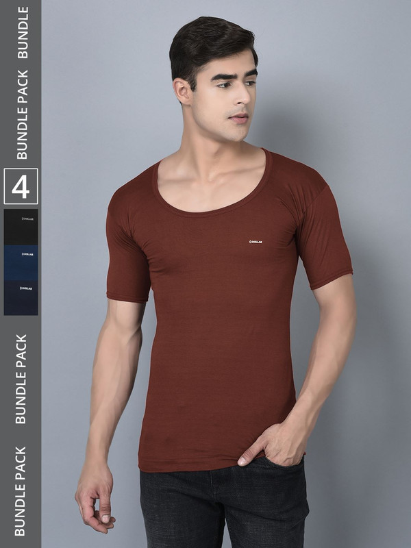 Dollar Bigboss Men's Assorted Pack of 4 Cotton Vest