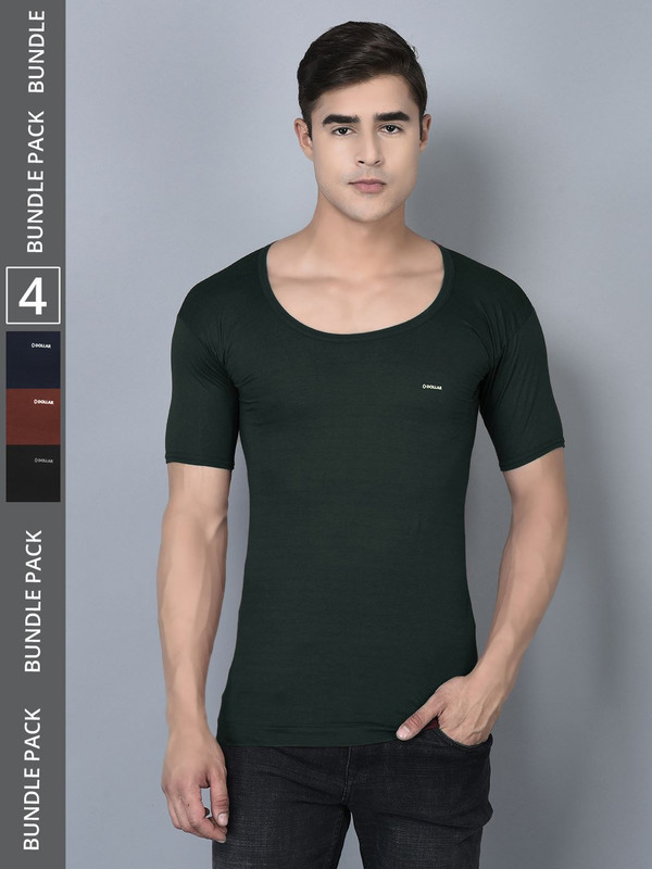 Dollar Bigboss Men's Assorted Pack of 4 Cotton Vest