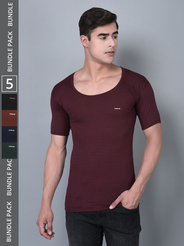 Dollar Bigboss Men's Assorted Pack of 5 Cotton Vest