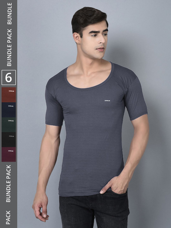 Dollar Bigboss Men's Assorted Pack of 6 Cotton Vest