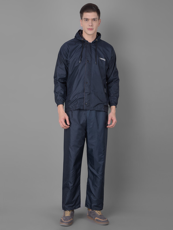Dollar Rainguard Men's PVC Full Sleeve Solid Reversible Raincoat Set With Adjustable Hood and Pocket