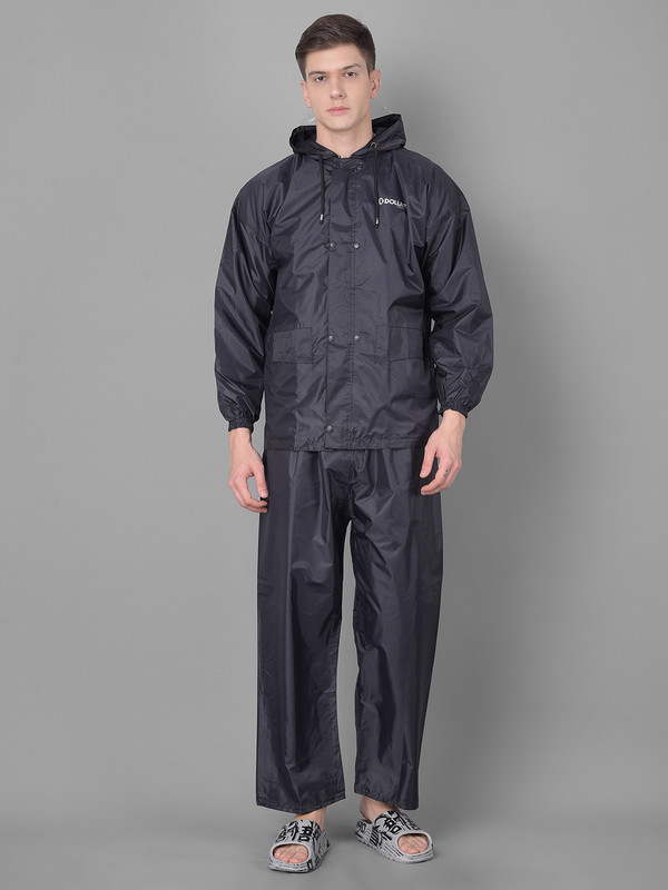 Dollar Rainguard Men's PVC Full Sleeve Solid Reversible Raincoat Set With Adjustable Hood and Pocket