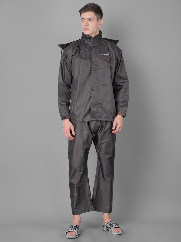 Dollar Rainguard Men's PVC Full Sleeve Sporty Look Raincoat Set With Adjustable Hood and Pocket