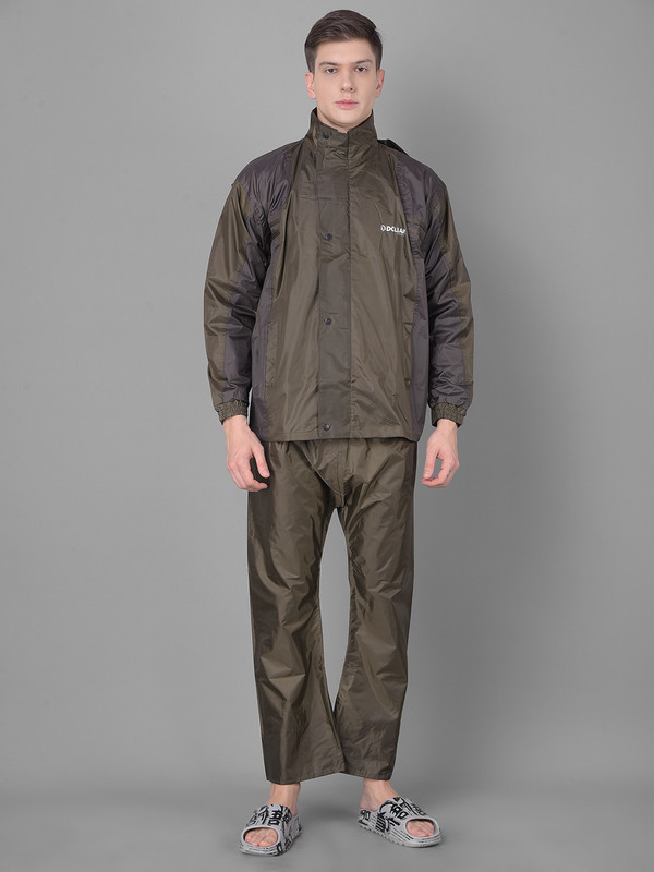 Dollar Rainguard Men's PVC Full Sleeve Solid Reversible Raincoat Set With Adjustable Hood and Pocket