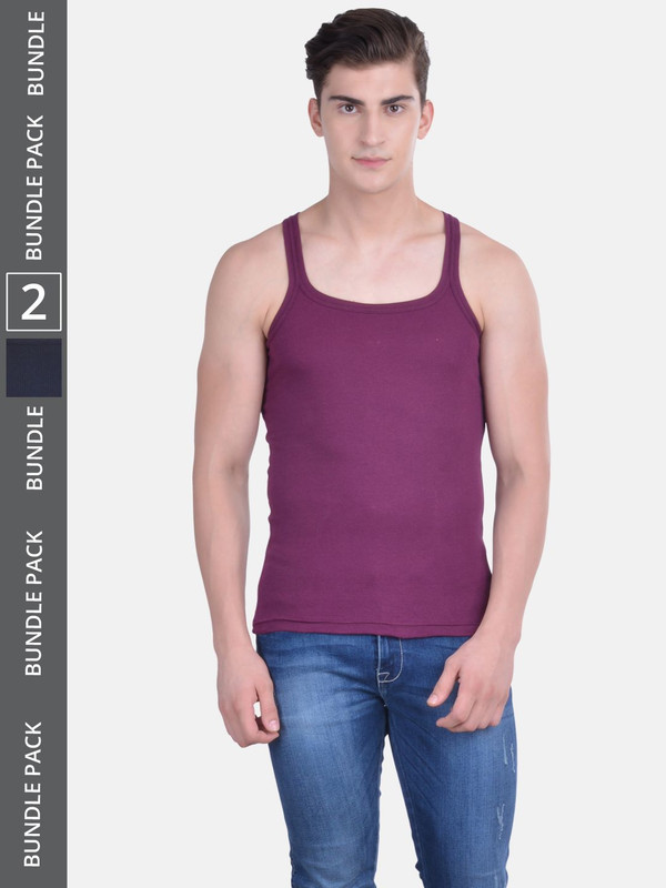 Dollar Bigboss Men's Assorted Pack of 2 Cotton Gym Vest