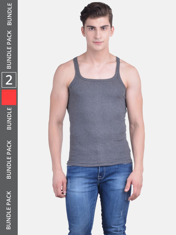 Dollar Bigboss Men's Assorted Pack of 2 Cotton Gym Vest