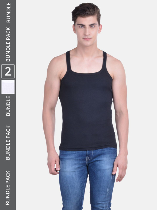 Dollar Bigboss Men's Assorted Pack of 2 Cotton Gym Vest