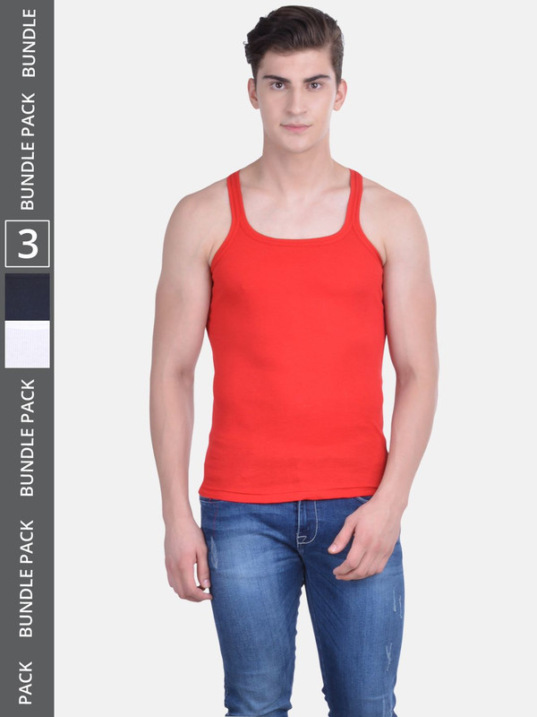 Dollar Bigboss Men's Assorted Pack of 3 Cotton Gym Vest