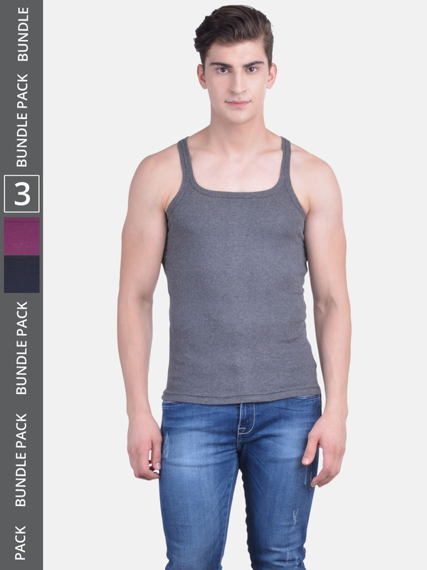 Dollar Bigboss Men's Assorted Pack of 3 Cotton Gym Vest