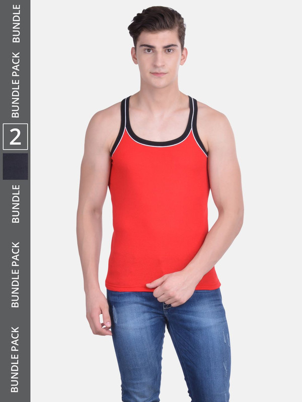 Dollar Bigboss Men's Assorted Pack of 2 Cotton Gym Vest