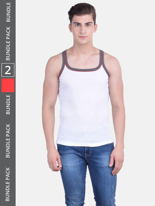 Dollar Bigboss Men's Assorted Pack of 2 Cotton Gym Vest