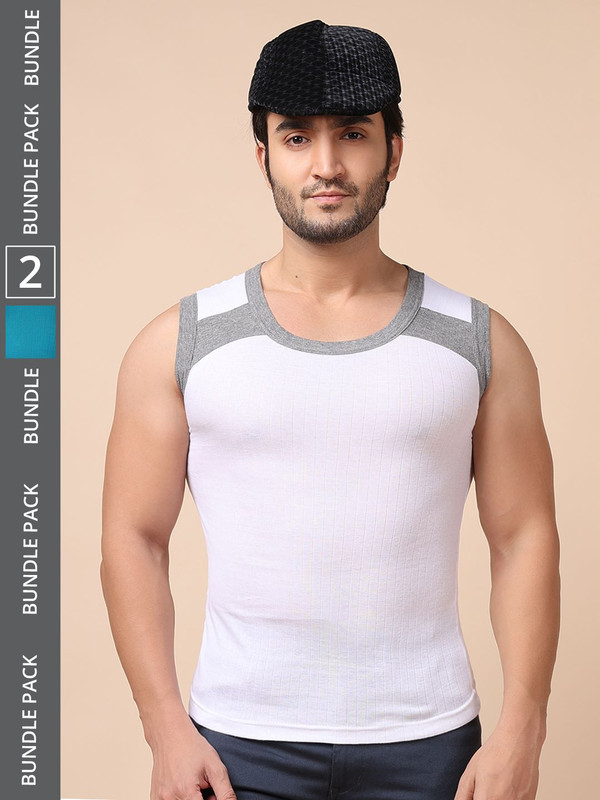Dollar Bigboss Men's Assorted Pack of 2 Cotton Gym Vest
