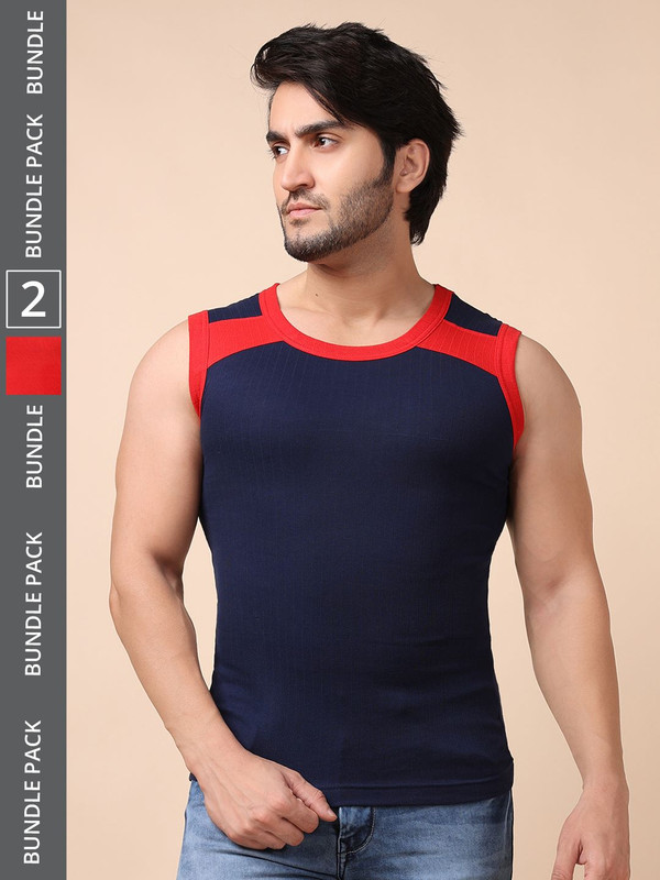 Dollar Bigboss Men's Assorted Pack of 2 Cotton Gym Vest