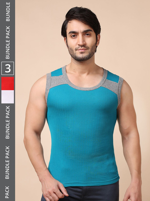 Dollar Bigboss Men's Assorted Pack of 3 Cotton Gym Vest