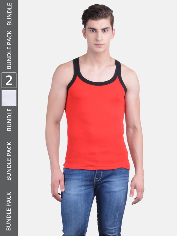 Dollar Bigboss Men's Assorted Pack of 2 Cotton Gym Vest