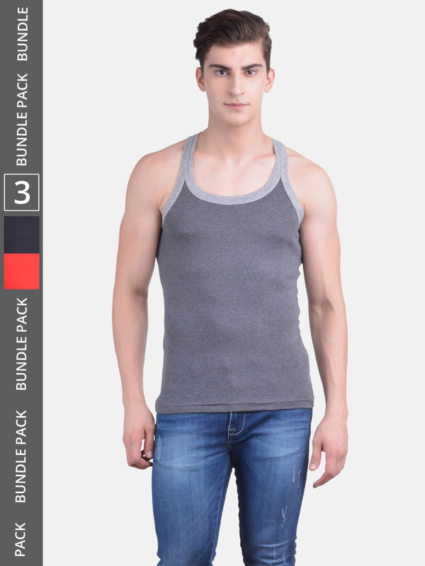 Dollar Bigboss Men's Assorted Pack of 3 Cotton Gym Vest