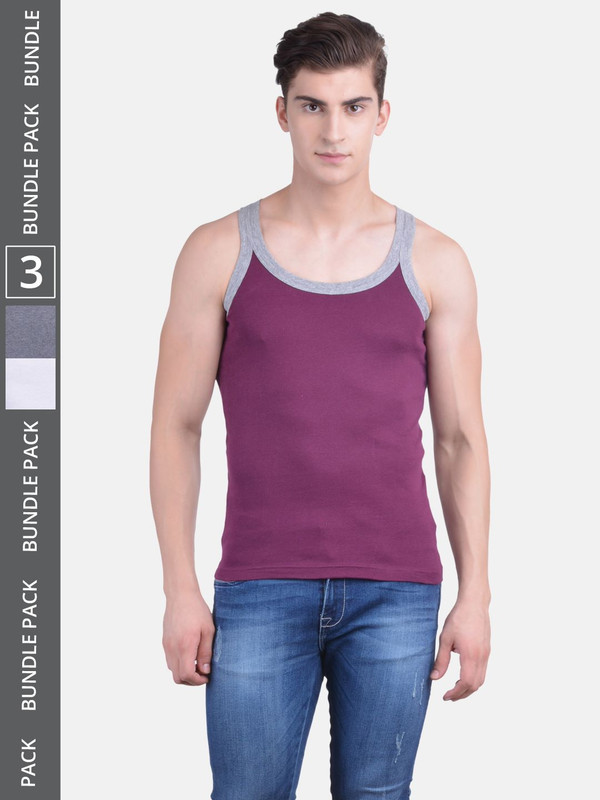 Dollar Bigboss Men's Assorted Pack of 3 Cotton Gym Vest