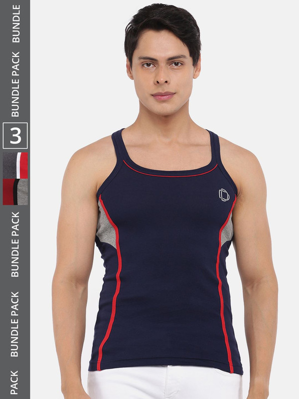 Dollar Bigboss Men's Assorted Pack of 3 Cotton Gym Vest