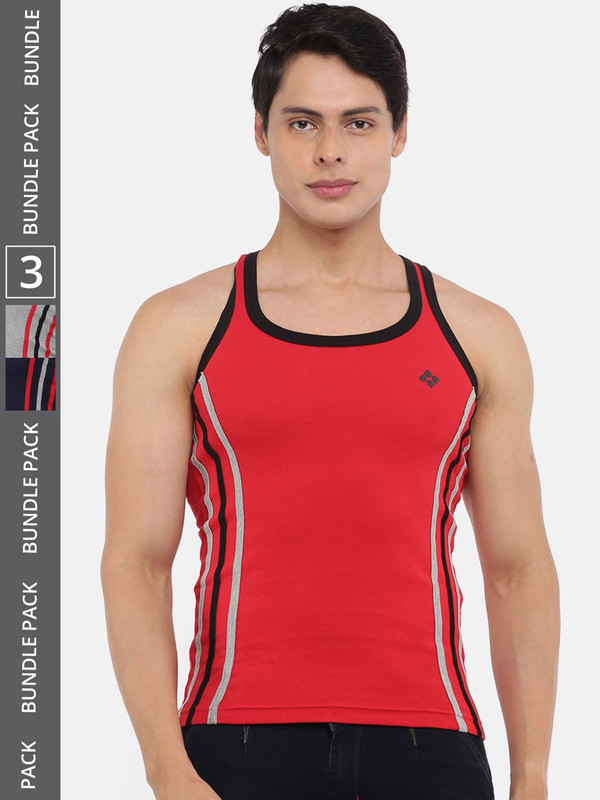 Dollar Bigboss Men's Assorted Pack of 3 Cotton Gym Vest