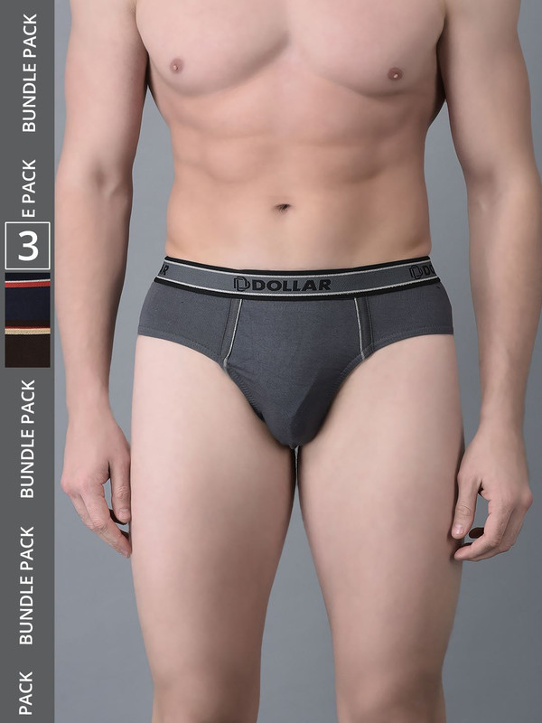 Dollar Bigboss Men's Assorted Pack of 3 Cotton Brief