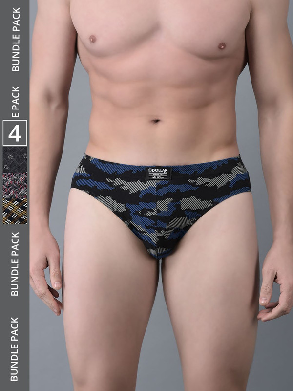 Dollar Bigboss Men's Assorted Pack of 4 Printed Cotton Brief