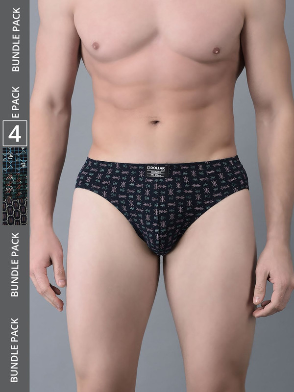 Dollar Bigboss Men's Assorted Pack of 4 Printed Cotton Brief