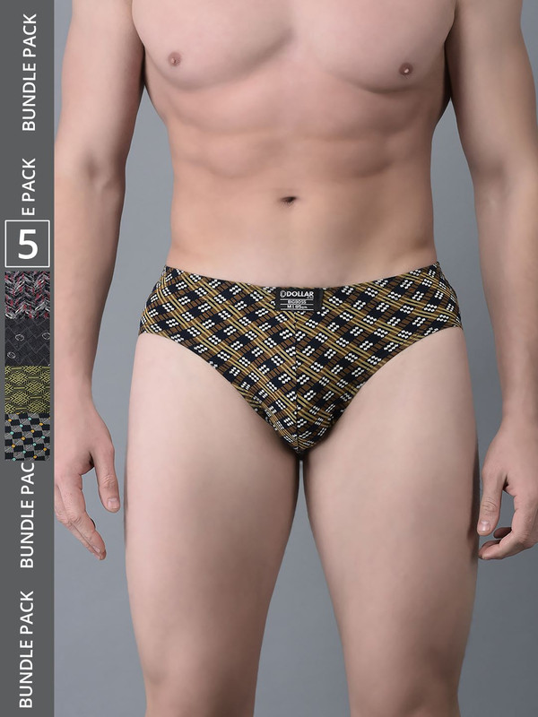 Dollar Bigboss Men's Assorted Pack of 5 Printed Cotton Brief