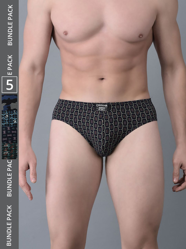 Dollar Bigboss Men's Assorted Pack of 5 Printed Cotton Brief