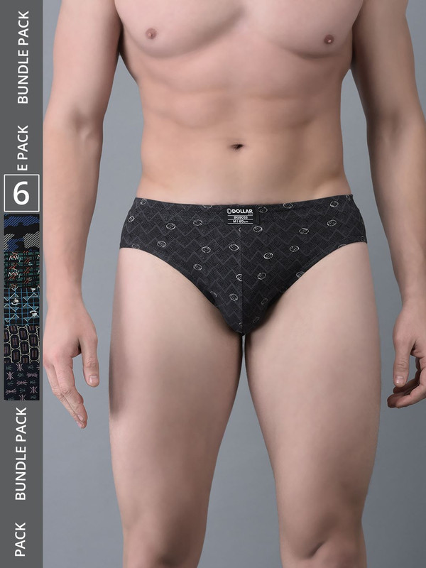 Dollar Bigboss Men's Assorted Pack of 6 Printed Cotton Brief