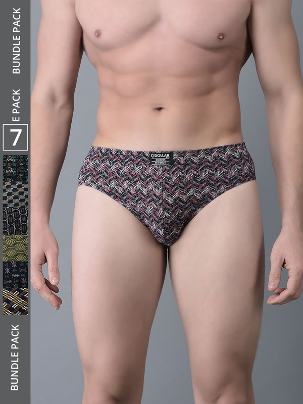 Dollar Bigboss Men's Assorted Pack of 7 Printed Cotton Brief