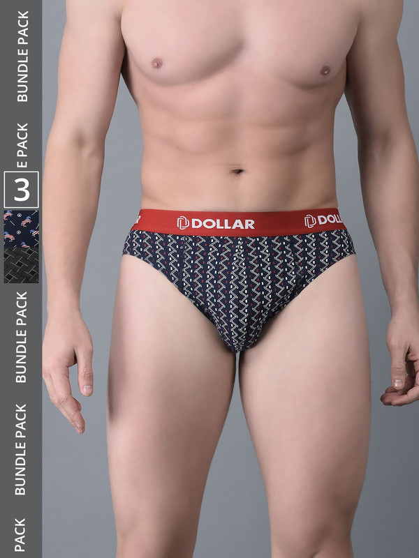 Dollar Bigboss Men's Assorted Pack of 3 Printed Cotton Brief